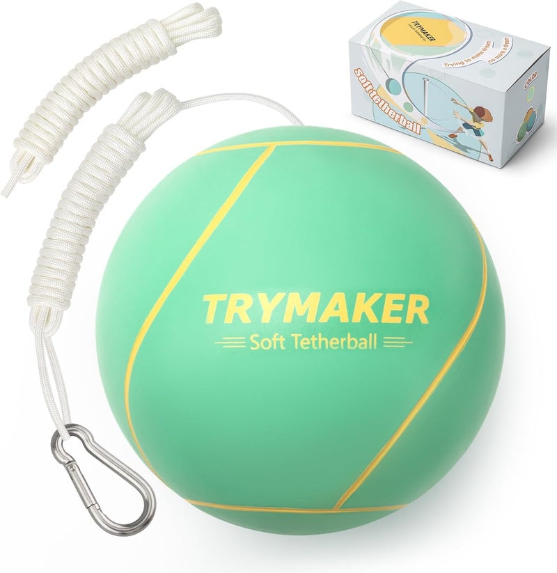 Trymaker Store Tetherball, Tether Balls and Rope Set for Blue and Green, Replacement Tetherball for Adults Backyard Outdoors… - Image 1